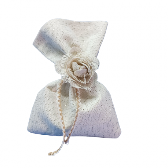 Μπομπονιέρα γάμου πουγκί λουλούδι