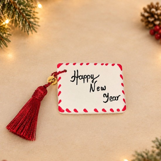 "Happy New Year" Magnet από πηλό
